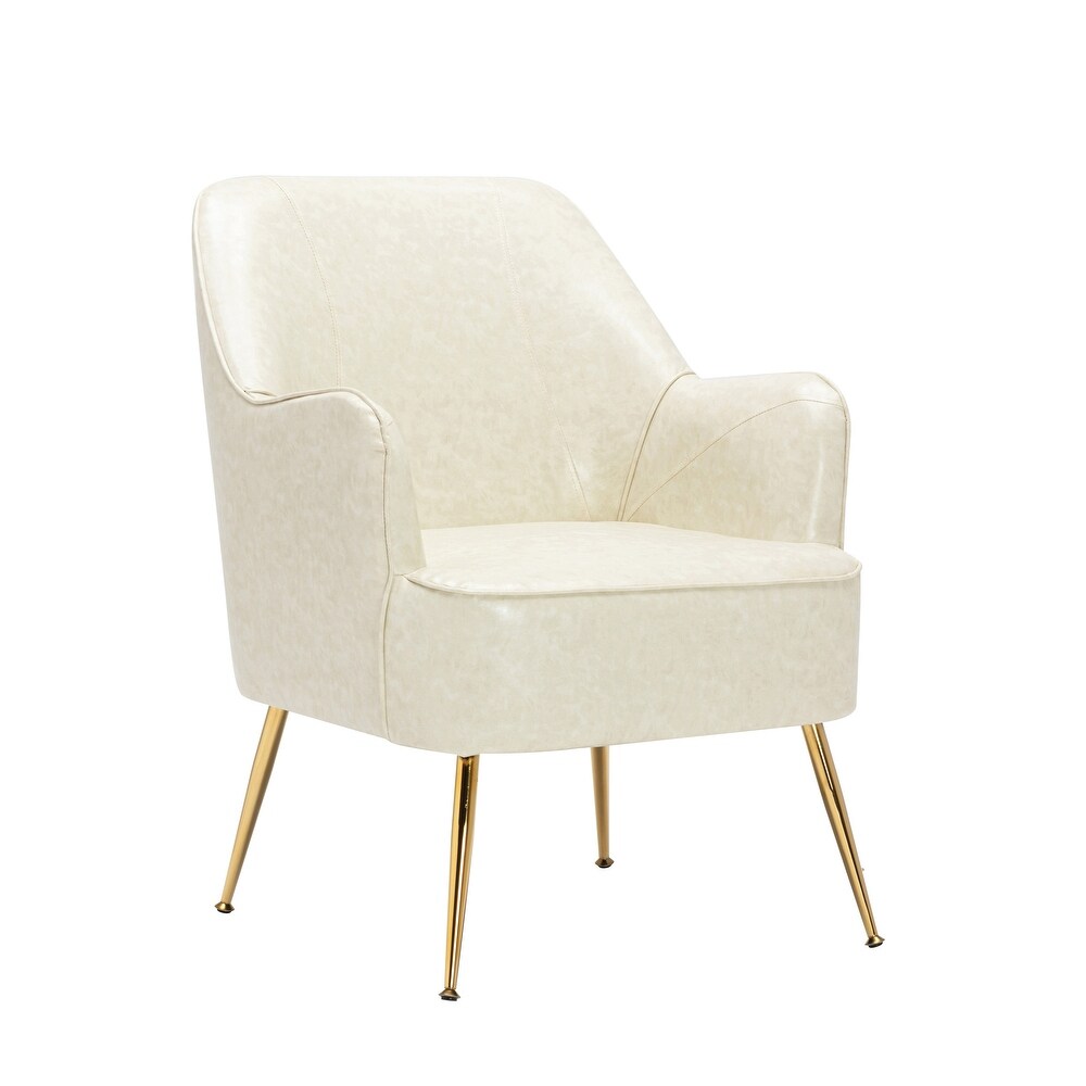 Porthos Home Dayo Accent Chair  PU Leather Upholstery  Gold Legs