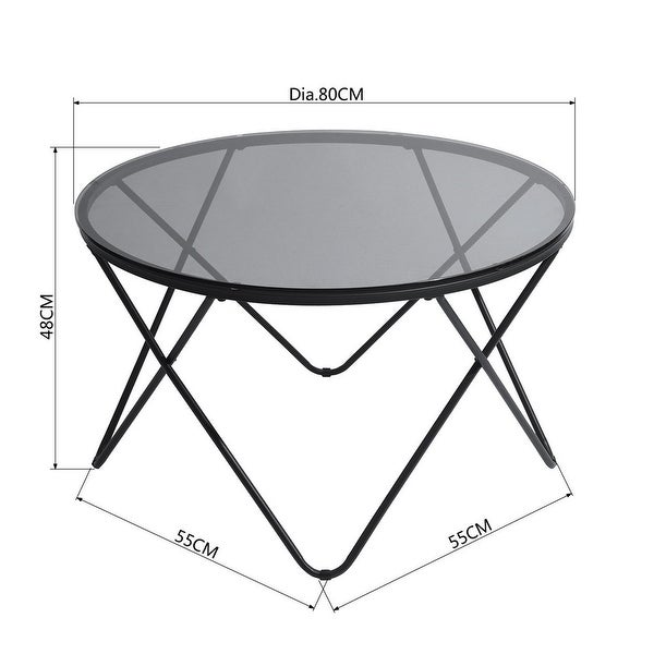 Modern Round Coffee Table with Metal Frame