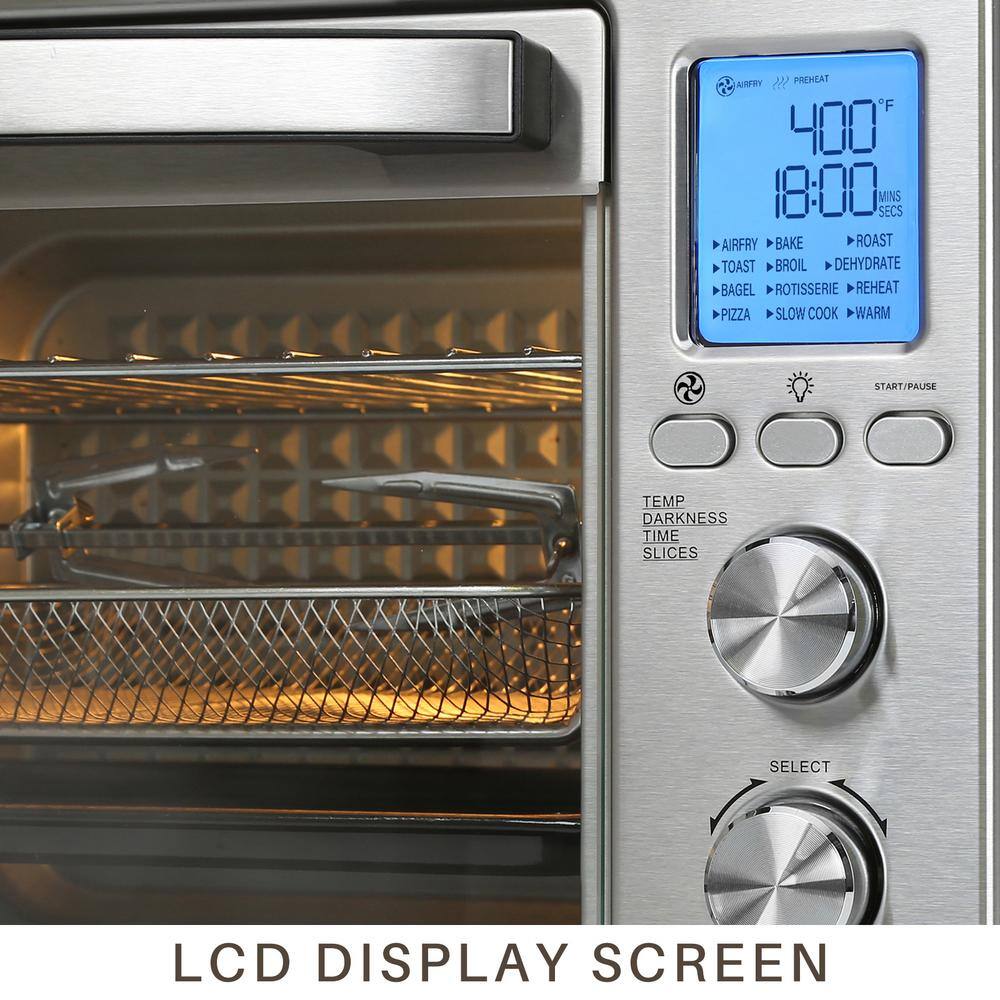 LNC 1750W 6-Slice Black and Stainless Steel Convection Toaster Oven with 12-Cook Modes and LCD Digital Screen FAFA2EHD1000B78