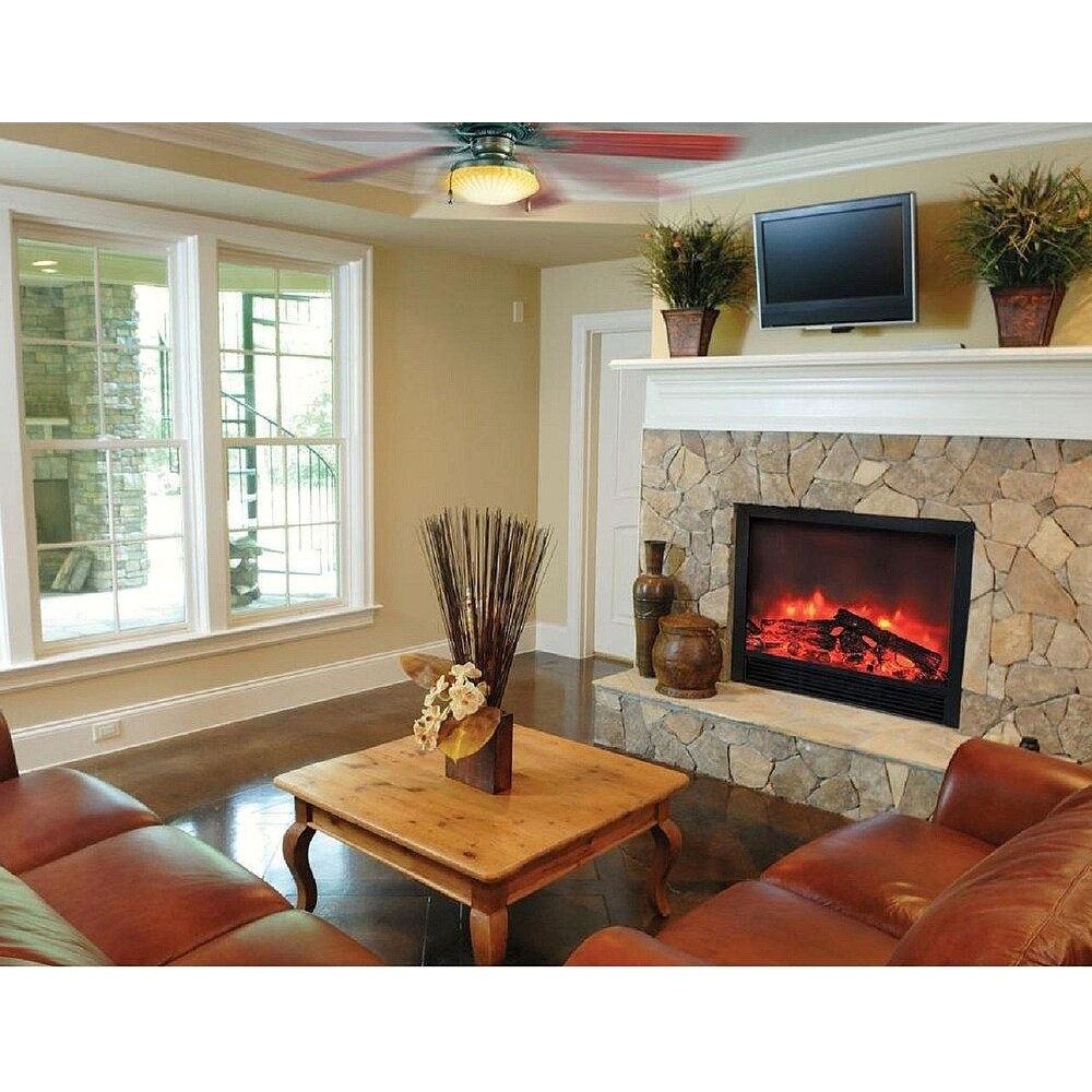 AA Warehousing Blaze Electric Fireplace Insert With 2 speed Heater and Remote