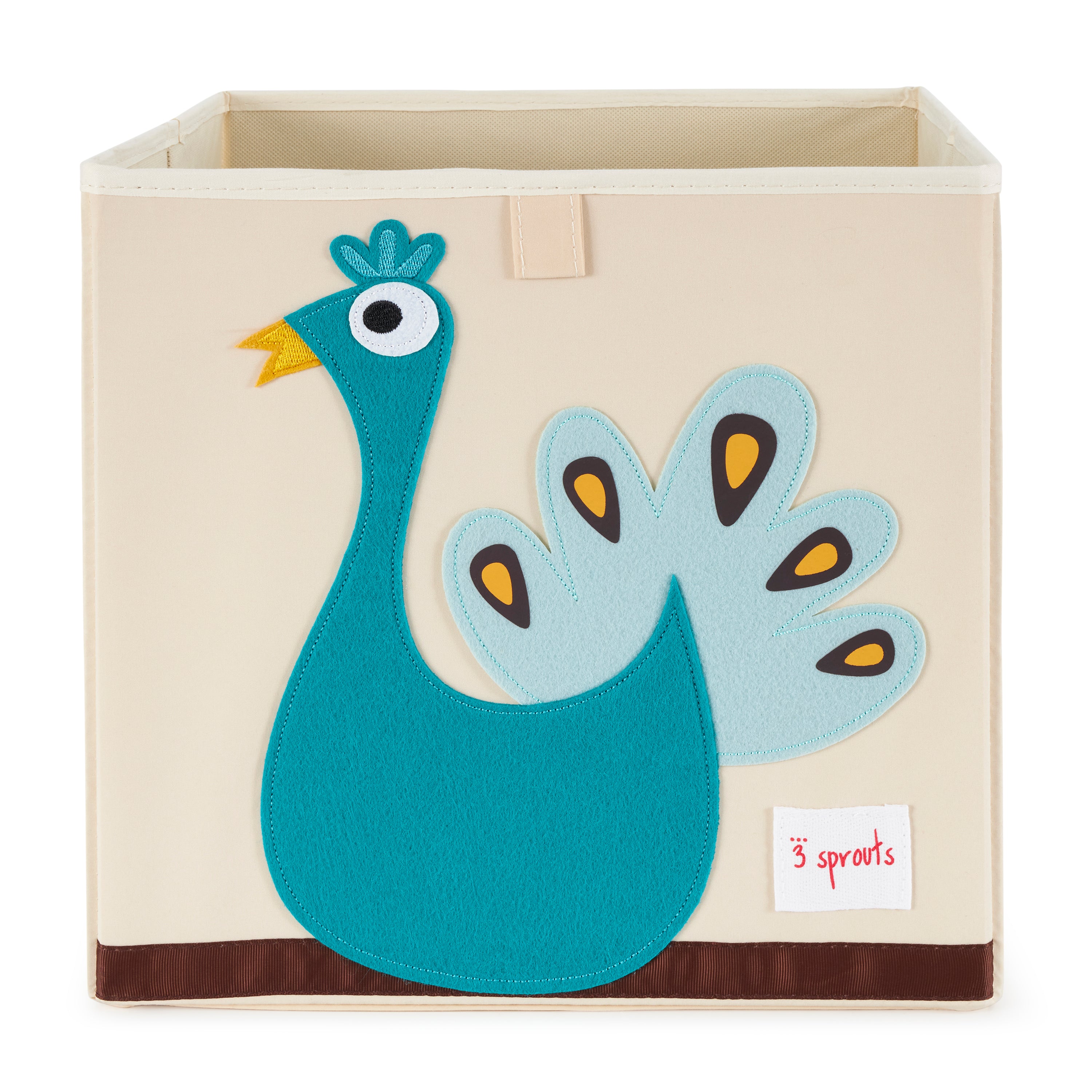 3 Sprouts Kids Felt Fabric Storage Cube Bin with Dragon & Peacock