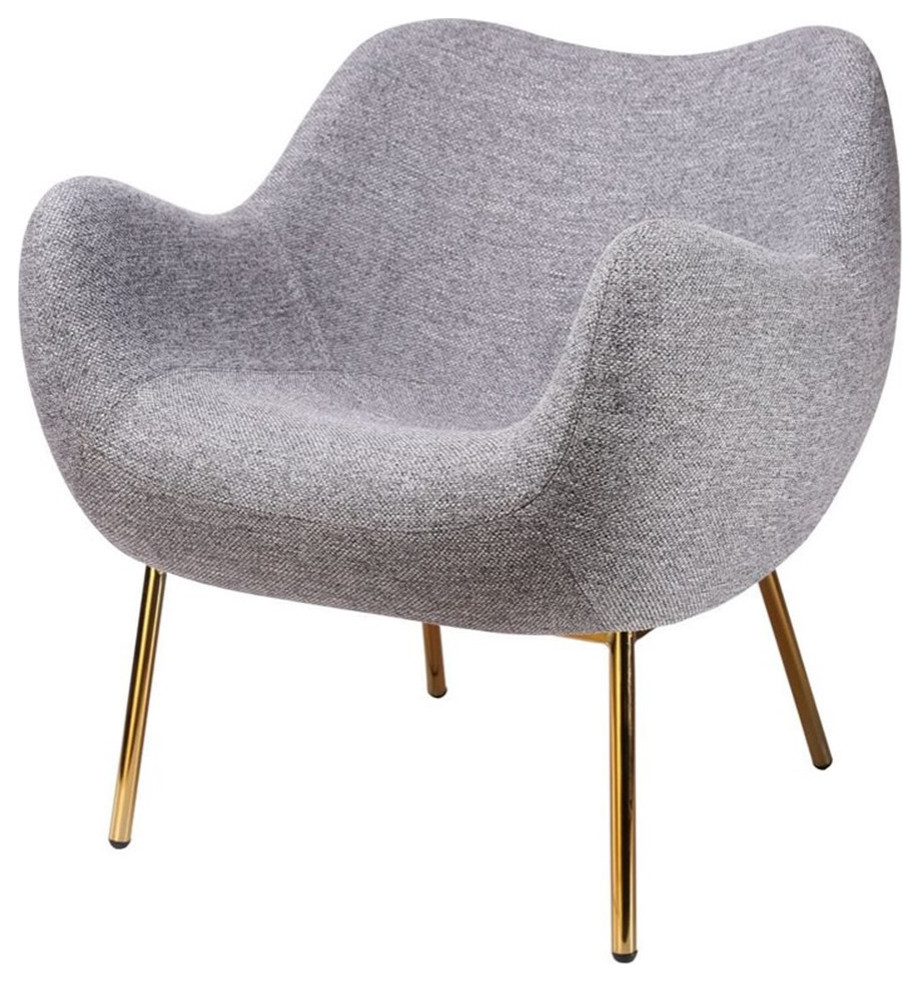 Limari Home Cicero 17 quot Fabric  ampMetal Upholstered Accent Chair in Gray/Gold   Midcentury   Armchairs And Accent Chairs   by Homesquare  Houzz