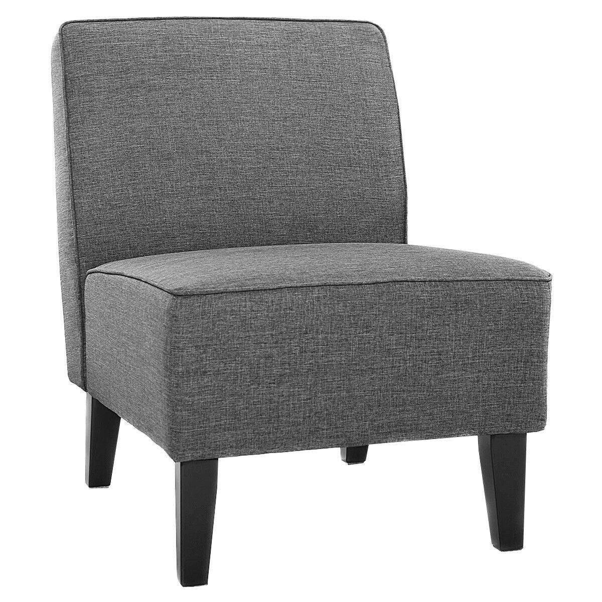 Thick Armless Accent Chair, Fabric Upholstered Slipper Chair