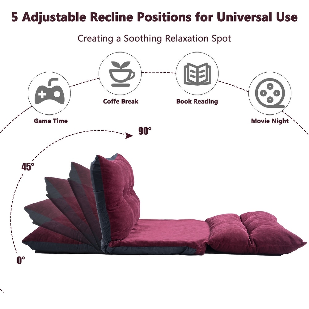 Armina Sofa Bed Adjustable Folding Futon Video Gaming Sofa with Two Pillows   48\