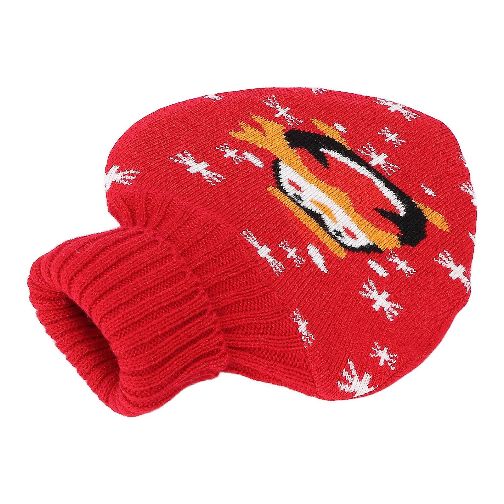 Hot Water Bottle Rubber Leakproof Relieve Pain Cute Knit Cover Hot Water Bag 800ml (with Ribbon)#2