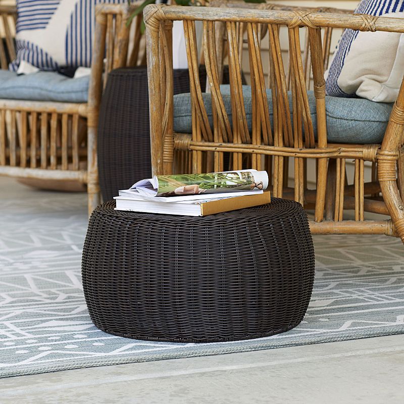 Household Essentials Resin Wicker Ottoman / Low Table