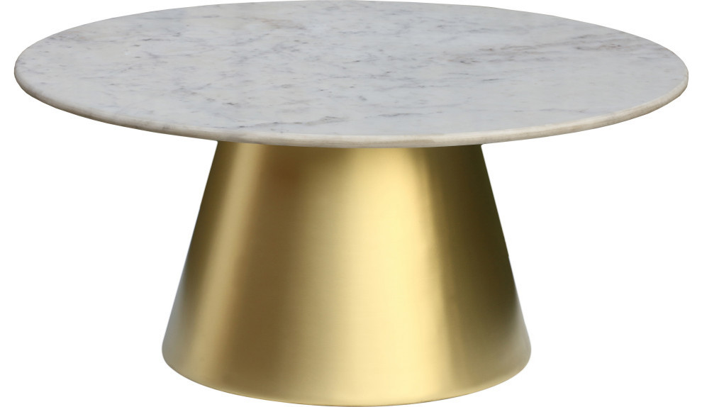 Sorrento Coffee Table  Marble Top  Brushed Gold Metal Base   Contemporary   Coffee Tables   by Meridian Furniture  Houzz