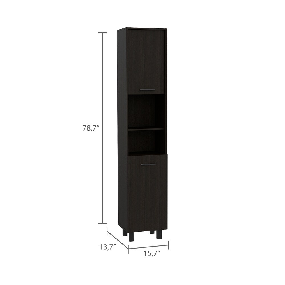 FM Furniture Sheffield 2 Door Pantry Cabinet  with Two 2 Cabinet Spaces and Two Open Shelves