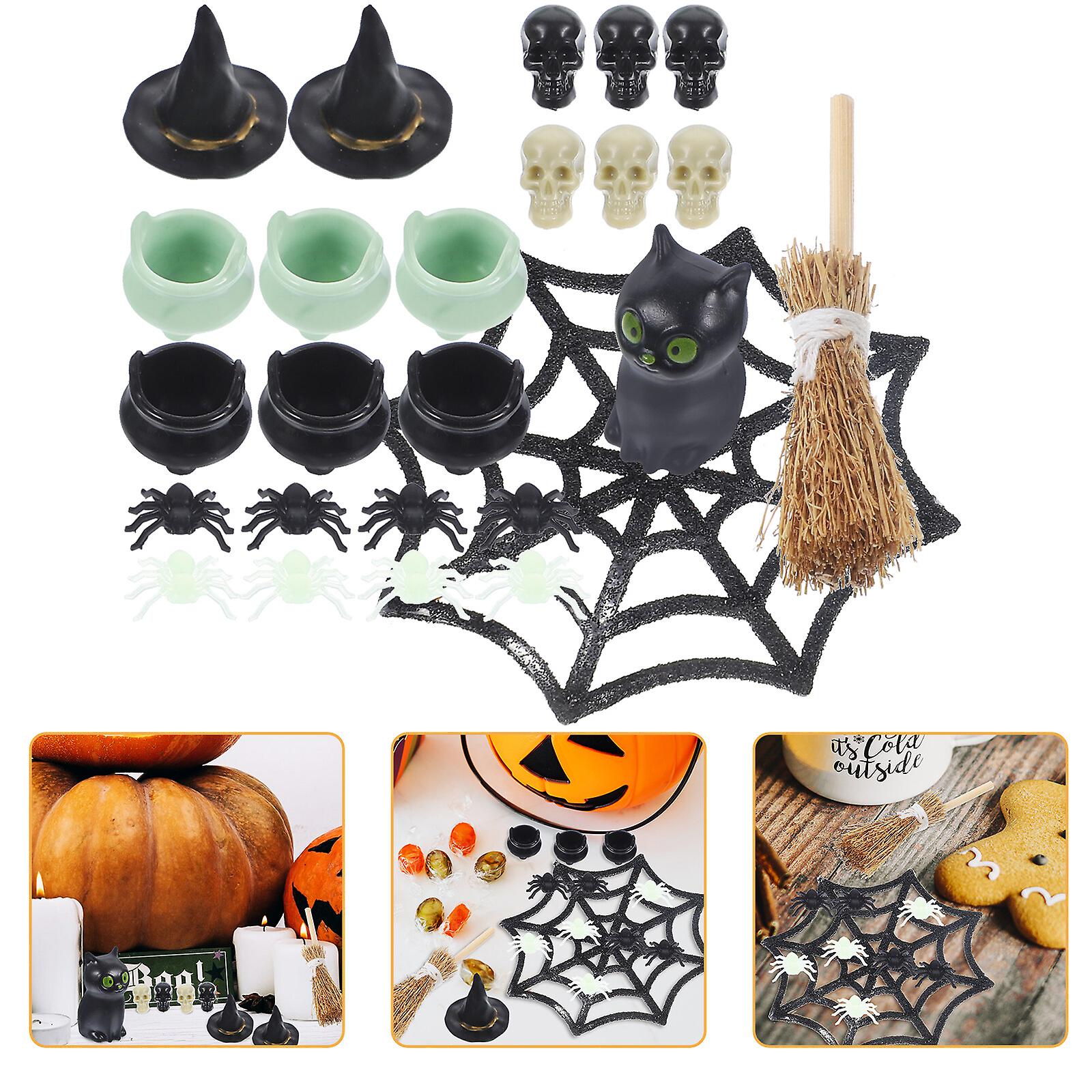 1set Halloween Decorations Plastic Figurines Halloween Doll House Accessories Miniature Figurines