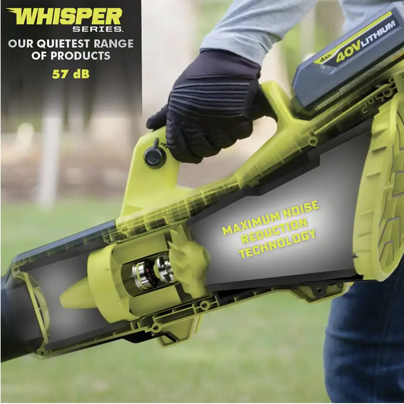 Ryobi 40V HP Brushless Whisper Series 190 MPH 730 CFM Cordless Battery Jet Fan Leaf Blower with (2) 4.0 Ah Batteries and Charger