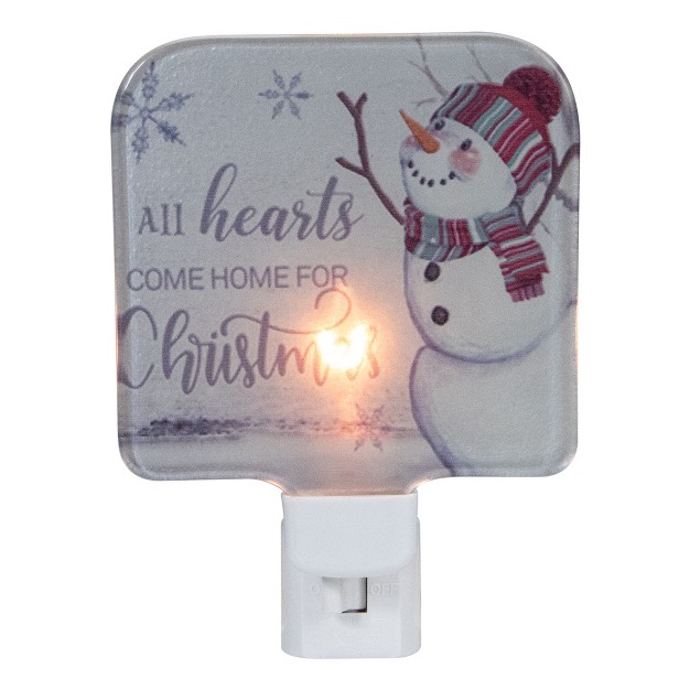 White All Hearts Come Home For Christmas Glass Night Light