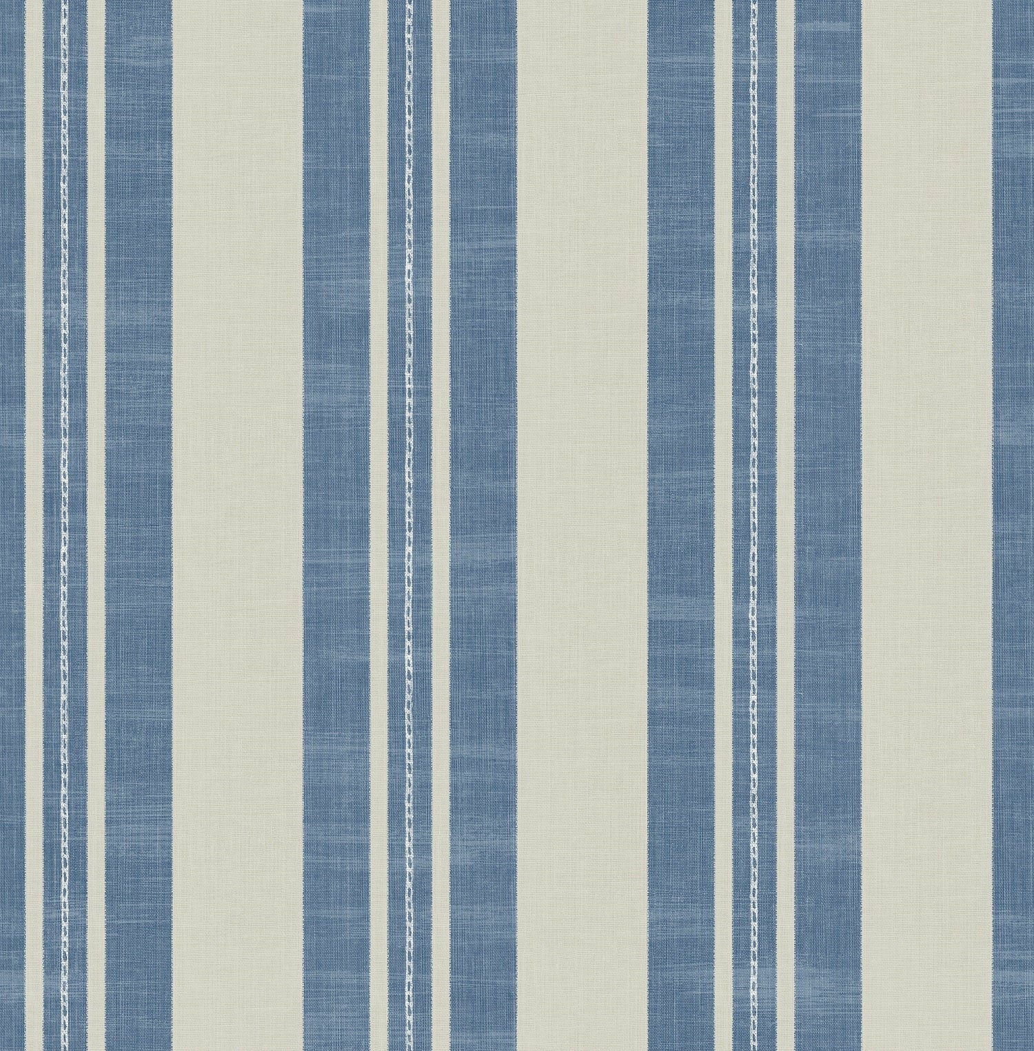 Linen Stripe Wallpaper in Denim and Soft Grey from the Day Dreamers Collection