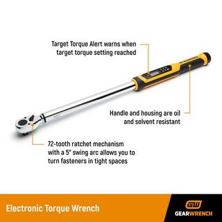 GEARWRENCH 12 in. Drive 25-250 ft.lbs. Electronic Torque Wrench 85077