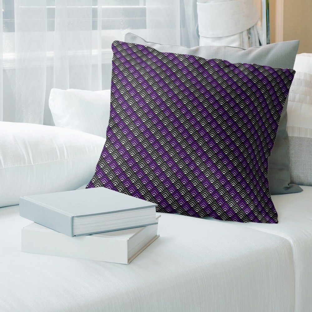 Geometric Ombre Stripe Pattern with Black Throw Pillow