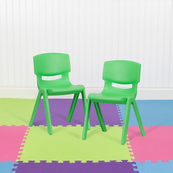 Whitney 2 Pack Green Plastic Stackable School Chair with 13.25