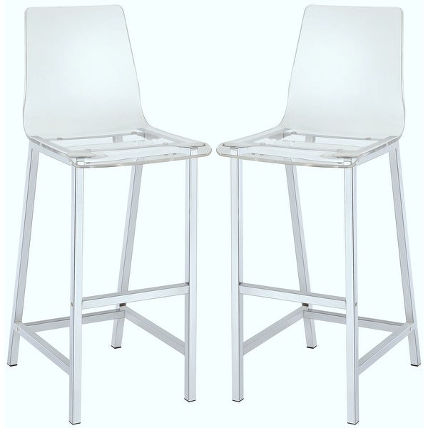 Melaney Art Deco Sleek Design Clear Acrylic Dining Stools (Set of 2)