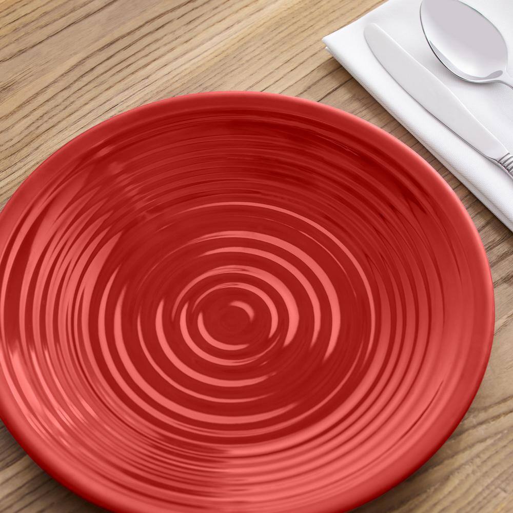 StyleWell Taryn Melamine Dinner Plates in Ribbed Chili Red (Set of 6) FF5881CHI