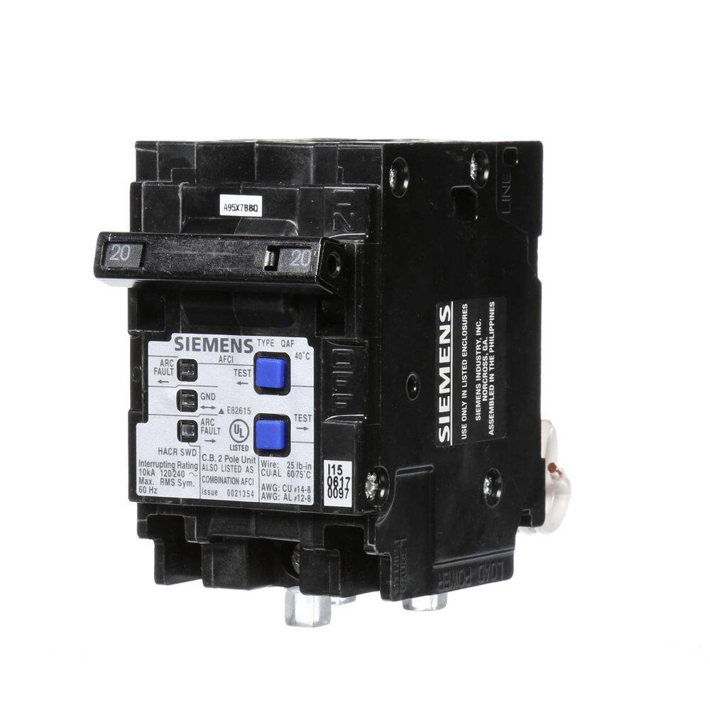 Siemens Type QAF 20 Amp Double-Pole Combination AFCI Circuit Breaker Q220AFCP