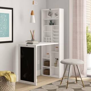 Utopia Alley 30 in. Rectangular White Floating Desk with Built-In Storage SH3WW