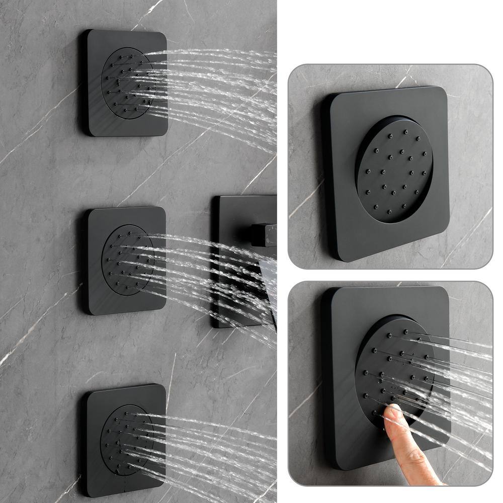 Utopia 4niture Buma 3-Spray Patterns with 2.0 GPM 21.6 in. Wall Mount Dual Shower Heads wHandheld Shower and Body Jets in Matte Black HAW928S00040