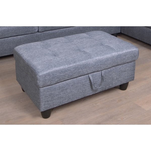 3 PC Sectional Sofa Set，Right -Facing Chaise with Free Storage Ottoman Gray