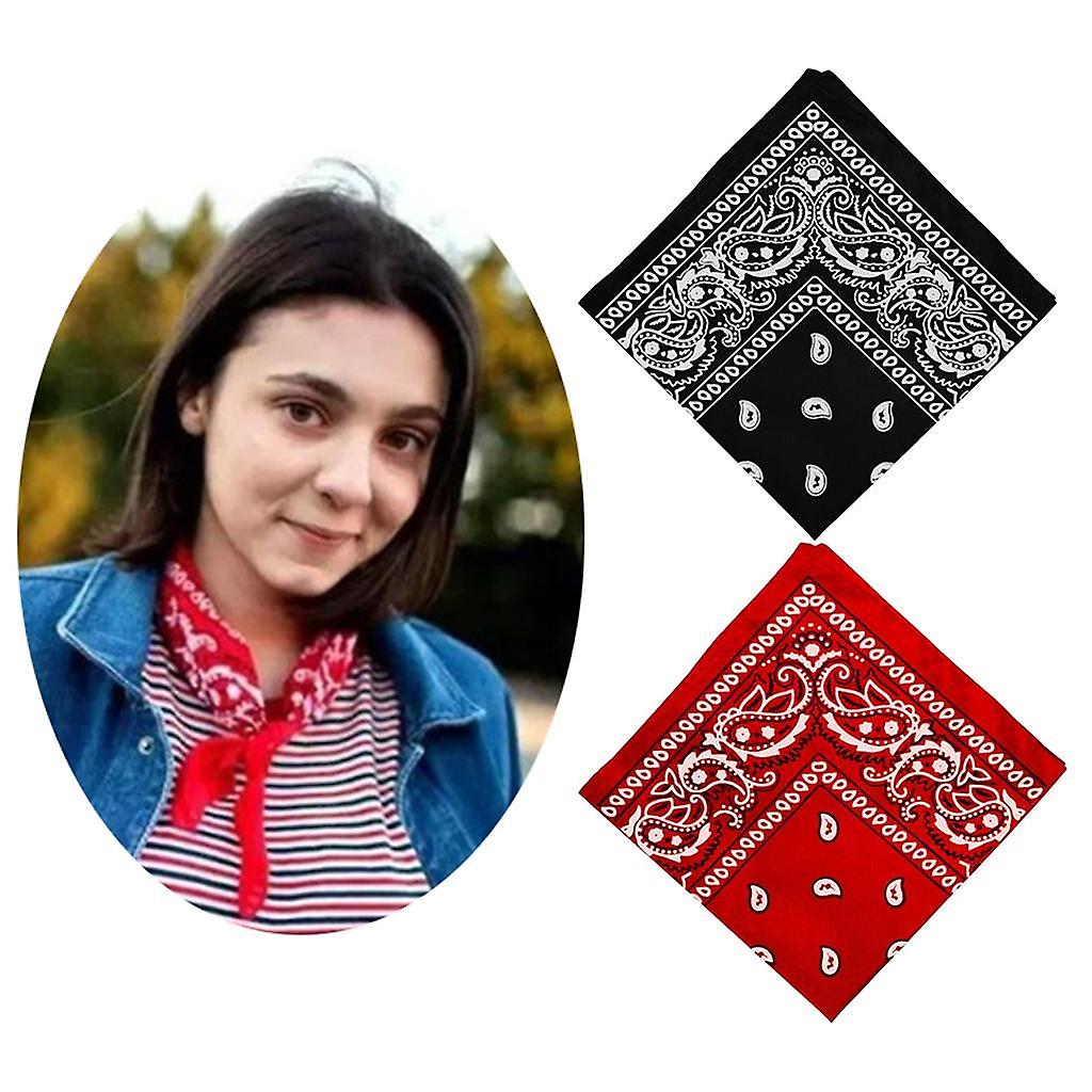 2 Pack Women Men Print Cowboy Bandana Head Wrap Neck Wristband Handkerchief