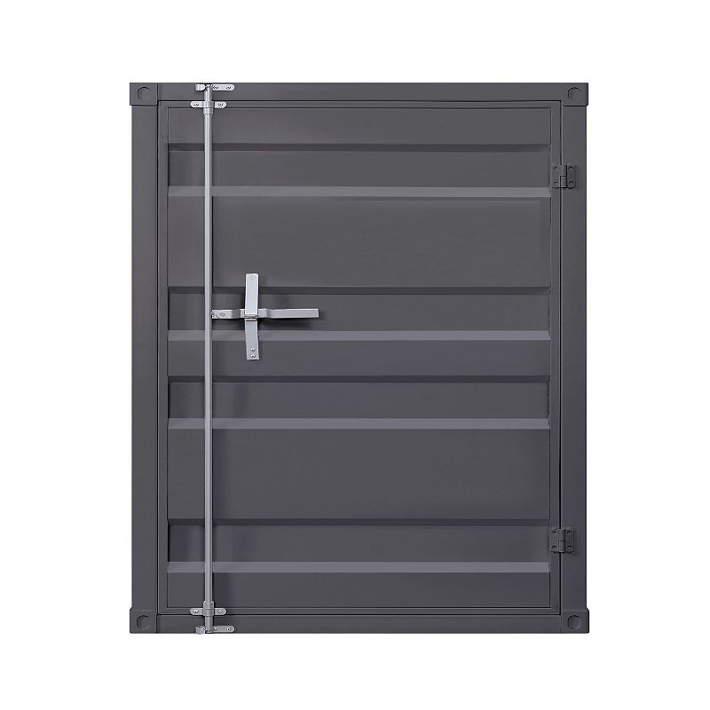 Industrial Style Metal Chest with Recessed Door Front， Gray