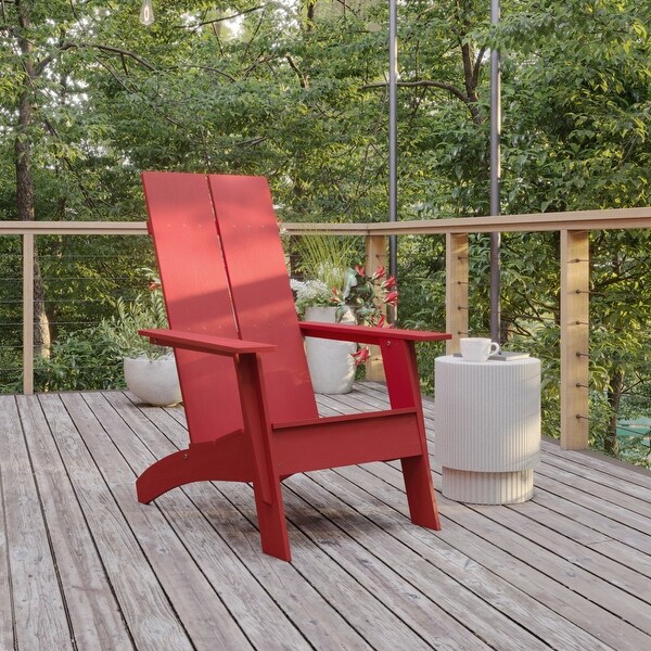 Set of 4 Modern Dual Slat Back Indoor/Outdoor Adirondack Style Chairs