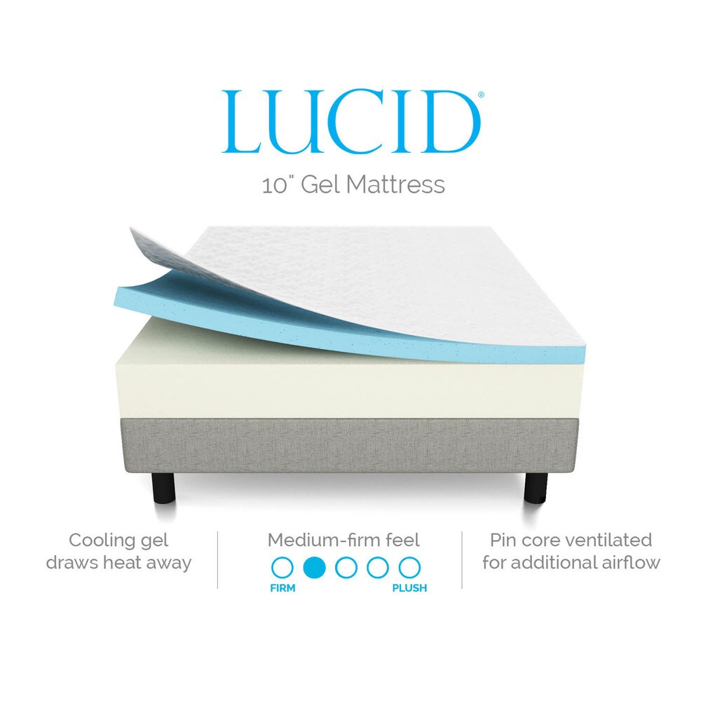 LUCID 10 inch Twin size Gel Memory Foam Mattress with Tencel Sheet Set