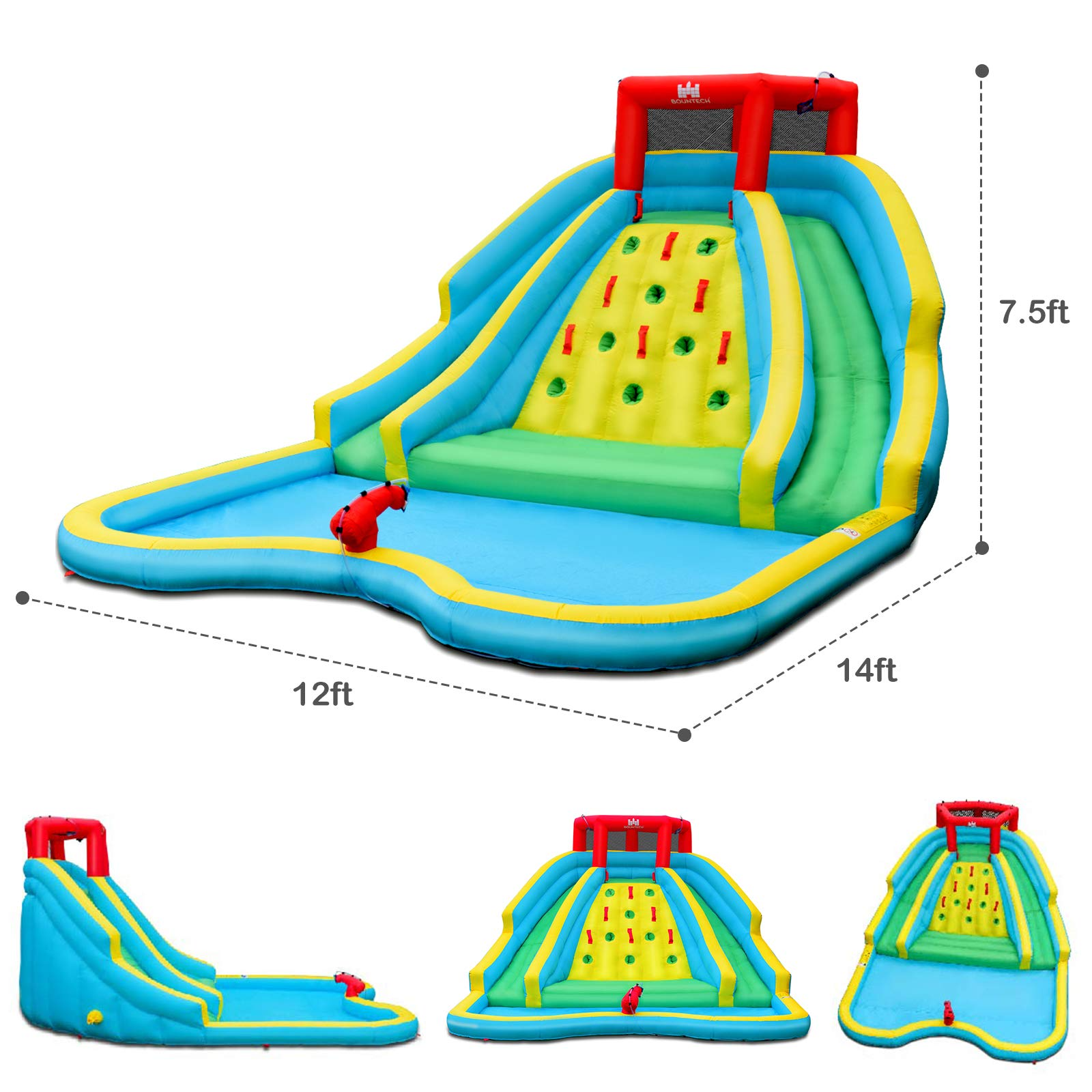 BOUNTECH Affordable 15FTx 12FTx 8FT Inflatable Double Water Slide Bounce House