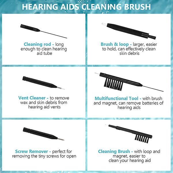 Ultechnovo 1 Set Hearing Aid Cleaning Rods Brushes Practical Hear Aid Cleaning Kit Hearing Amplifier Cleaners