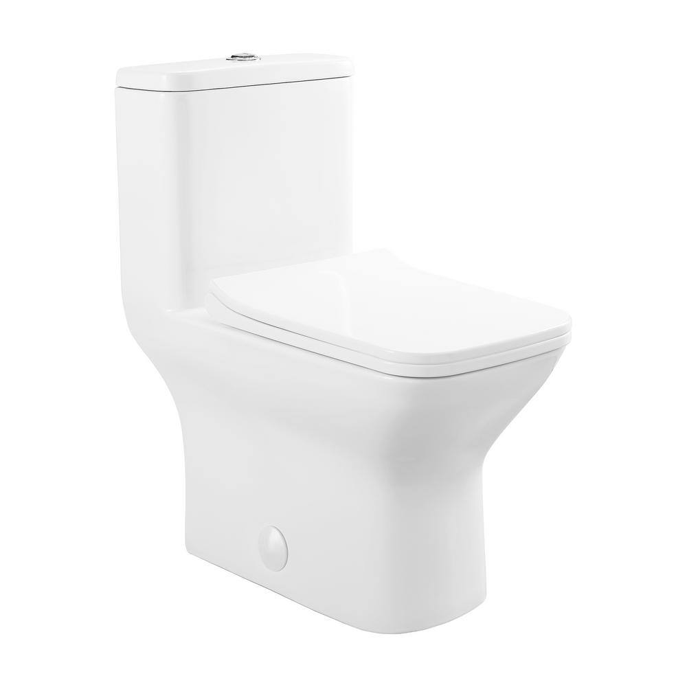 Swiss Madison Piazza One-Piece 1.11.6 GPF Dual Flush Square Toilet in Glossy White Seat Included SM-1T256HD