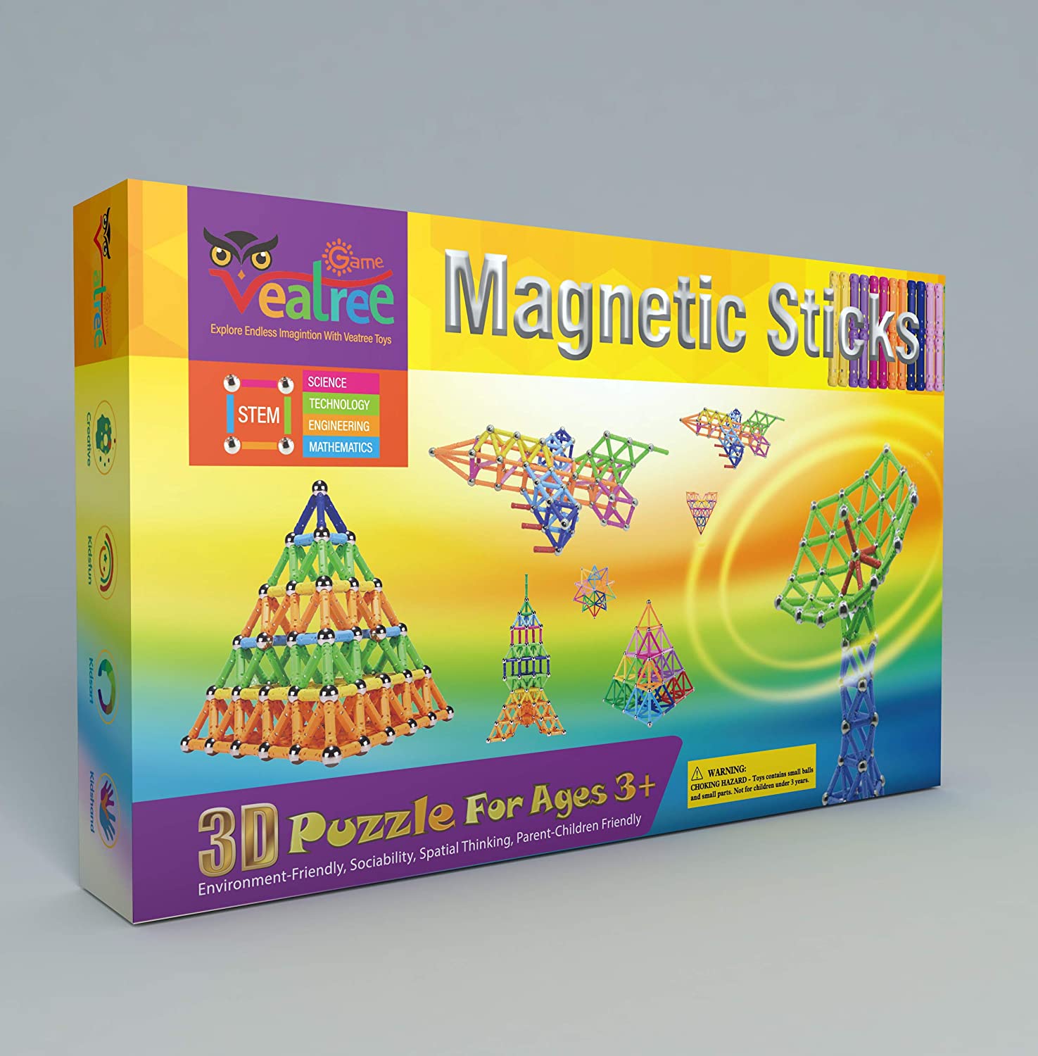 Veatree 160 Pcs Magnetic Building Sticks Blocks Toys， Magnet Educational Toys