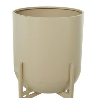 Litton Lane CosmoLiving by Cosmopolitan 42 in. x 13 in. Beige Metal Modern Planter 041933