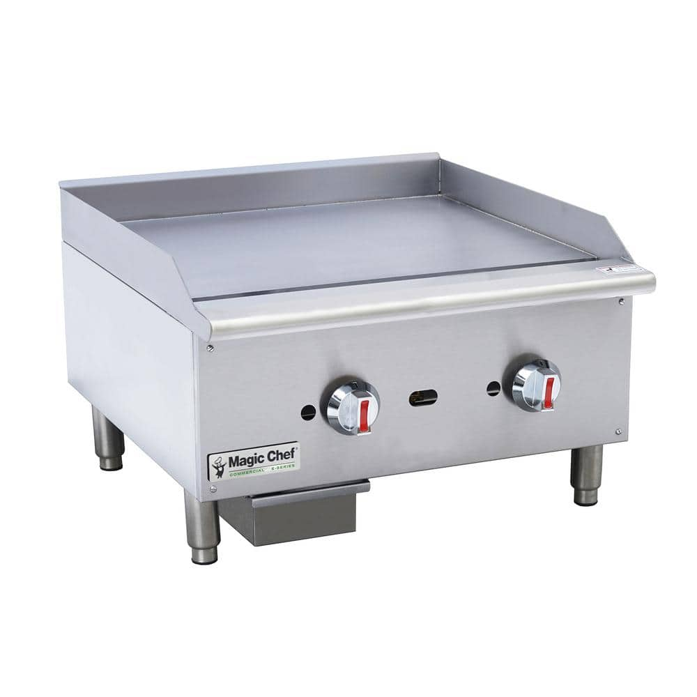 Magic Chef 24 in. Commercial Thermostatic Countertop Gas Griddle in Stainless Steel M24TG