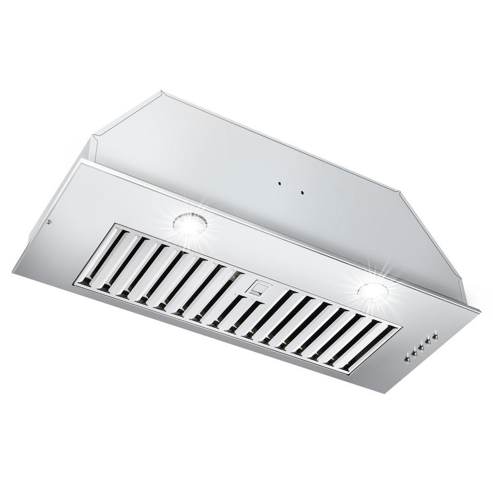 Flynama 30 in 600 CFM Convertible BuiltIn Insert Convertible Fan Range Hood in Sliver