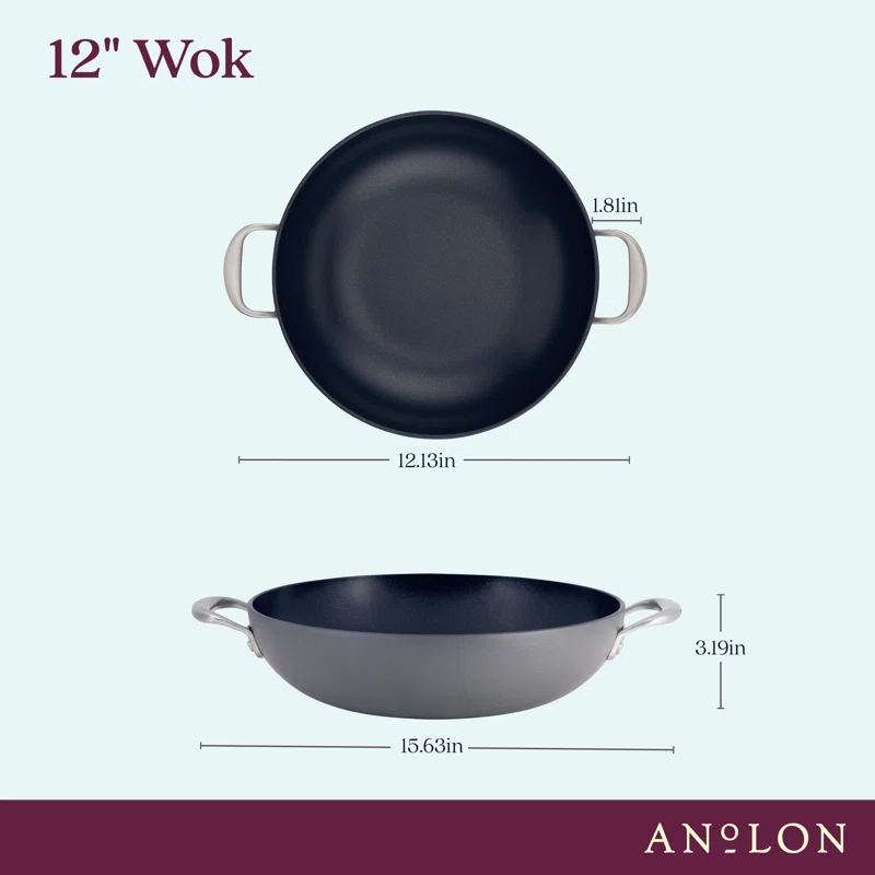 Anolon 81389 Allure Hard Anodized Nonstick Wok/Stir Fry Pan， 12 Inch， Dark Gray