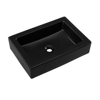 Swiss Madison Voltaire Matte Black Ceramic Rectangular Vessel Sink SM-VS282MB