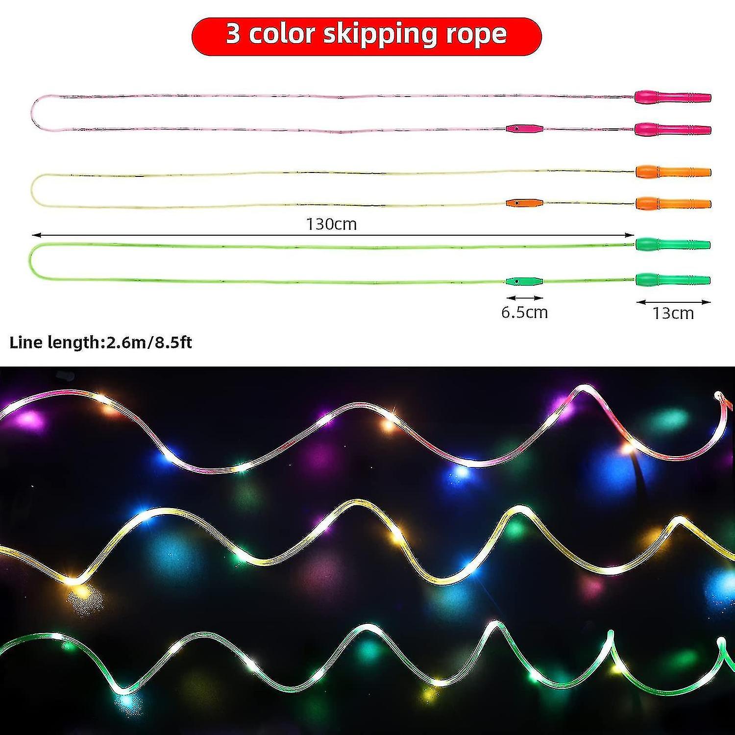 2 Pack Led Light Up Jump Rope Adjustable Length And Three Light Modes Speed  Ping Rope For Kid， Ligh