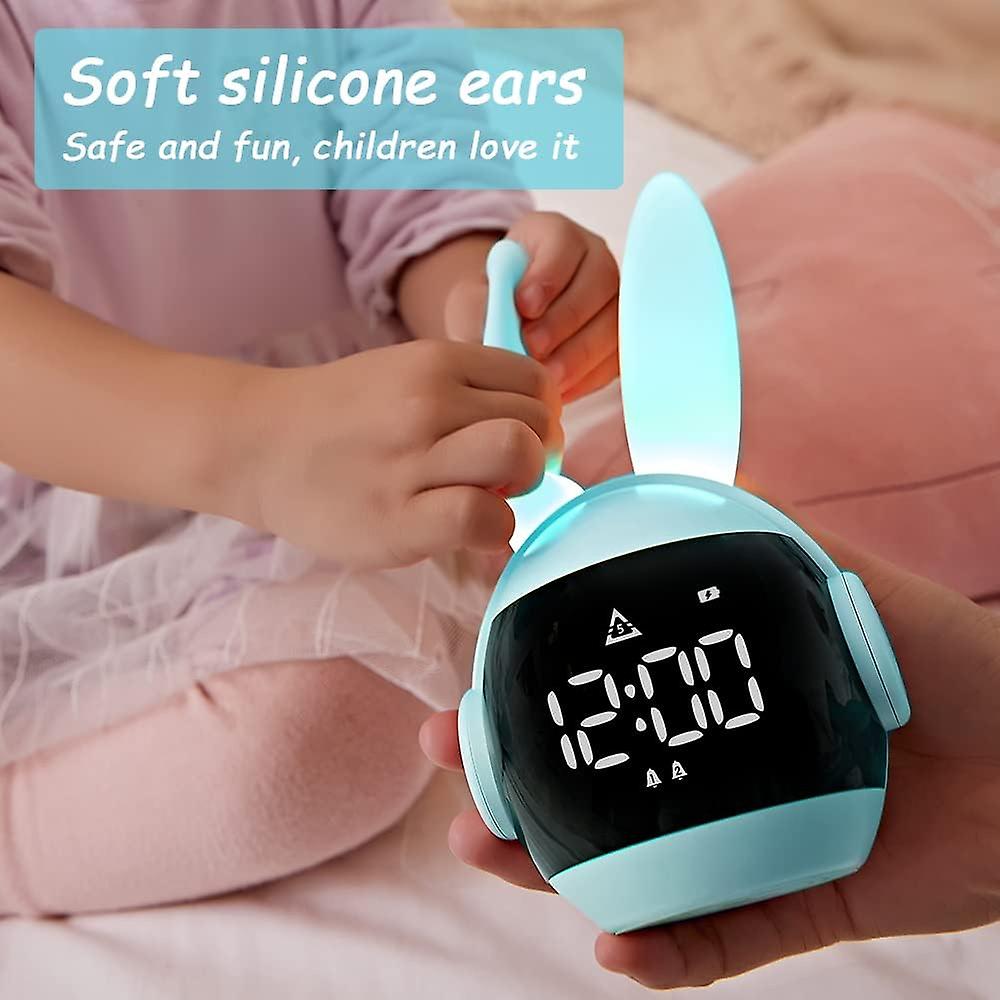 Children's Alarm Clock Day Night 6 Types Of Alarm Clocks，4 Volumes Volume And Lights Infinitely Adjustable Display Of Time And Indoor Temperature