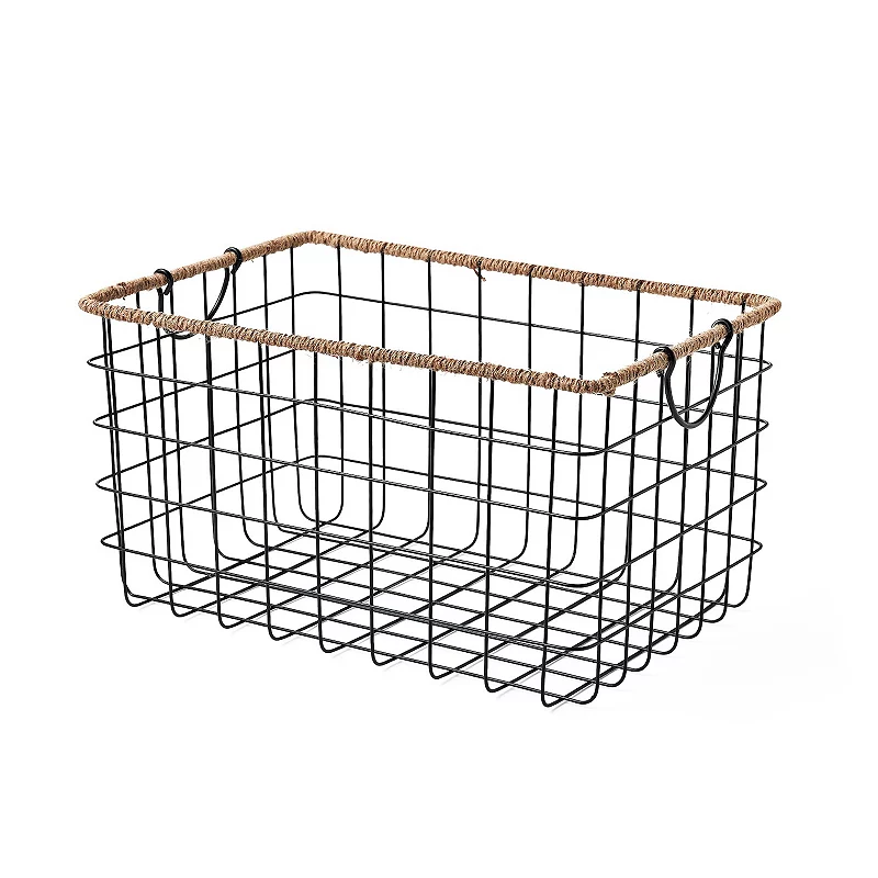 Saddle River Black Rectangular Grid Wire Baskets 3-pc. Set