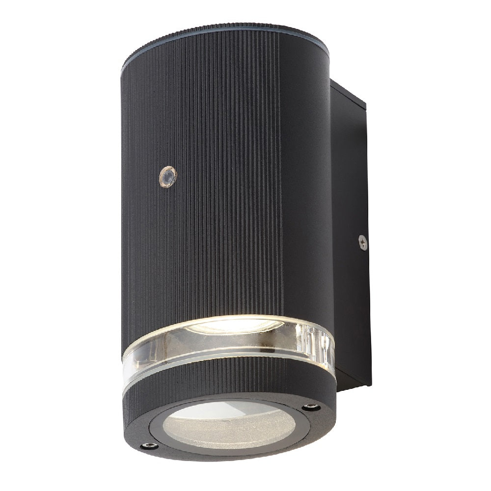 Britalia BRZN-35686-BLK Black Outdoor Modern Textured Oval Down Wall Light with Photocell