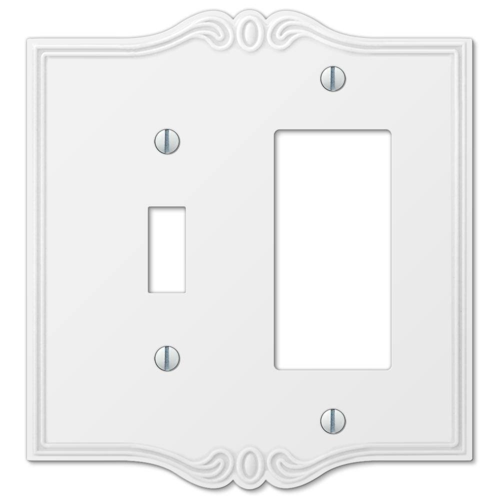 AMERELLE Charleston 2 Gang 1-Toggle and 1-Rocker Composite Wall Plate - White 39TRW