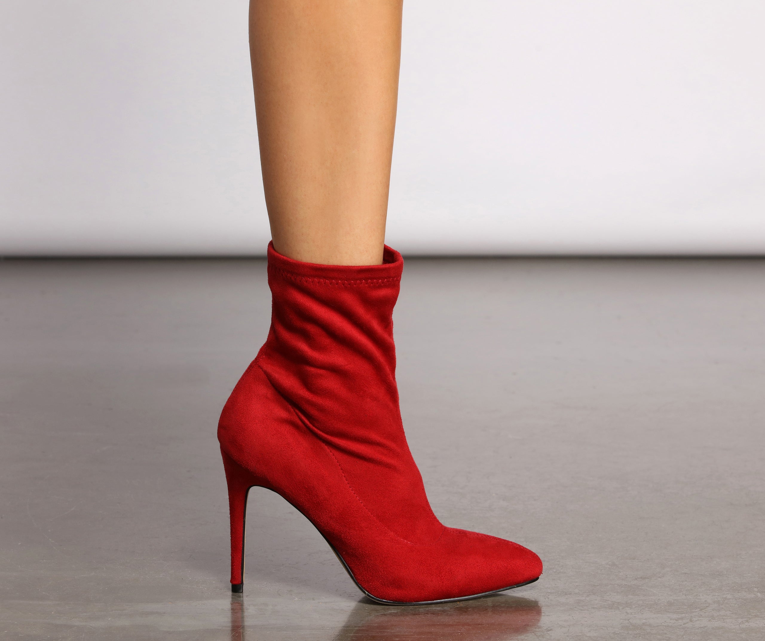 Faux Suede Stiletto Sock Booties