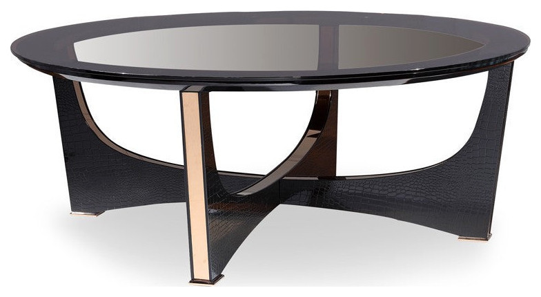 Vassilis Modern Black Crocodile and Rosegold Coffee Table   Contemporary   Coffee Tables   by Rustic Home Furniture Deco  Houzz