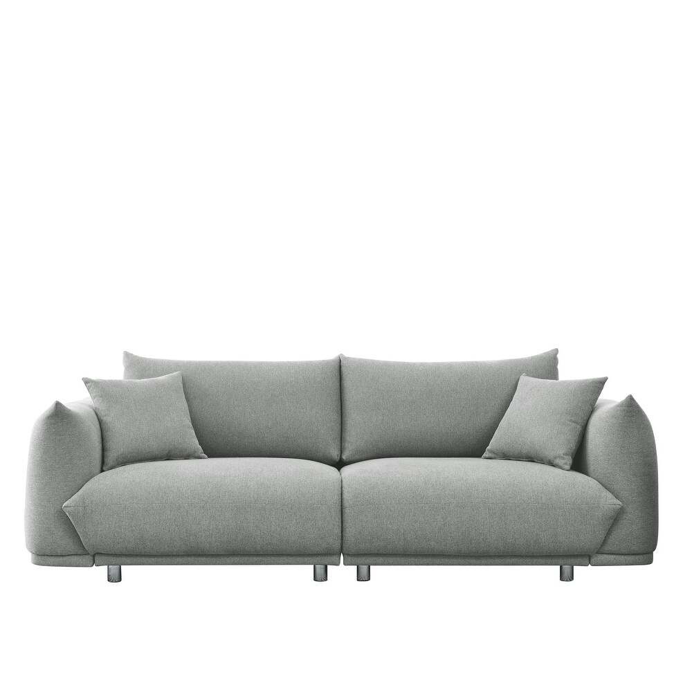 Modern Fabric Sofa  Removable Pillows  Sturdy Frame