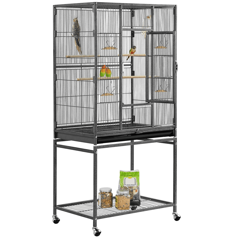 Yaheetech 53.7'' H Rolling Bird Cage w/ Stand  for Conures Parakeets Cockatiels，Black