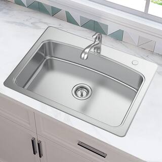 Glacier Bay All-in-One Drop-In Stainless Steel 33 in. 2-Hole Single Bowl Kitchen Sink with Pull-Out Faucet VT3322R1