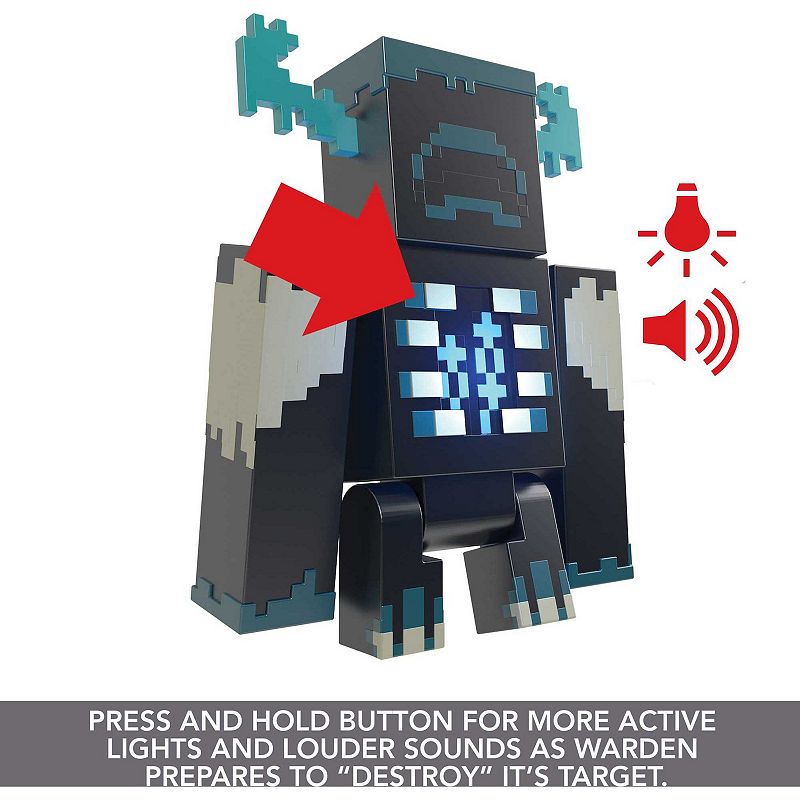 Mattel Minecraft Toys Warden Figure With Lights， Sounds and Accessories