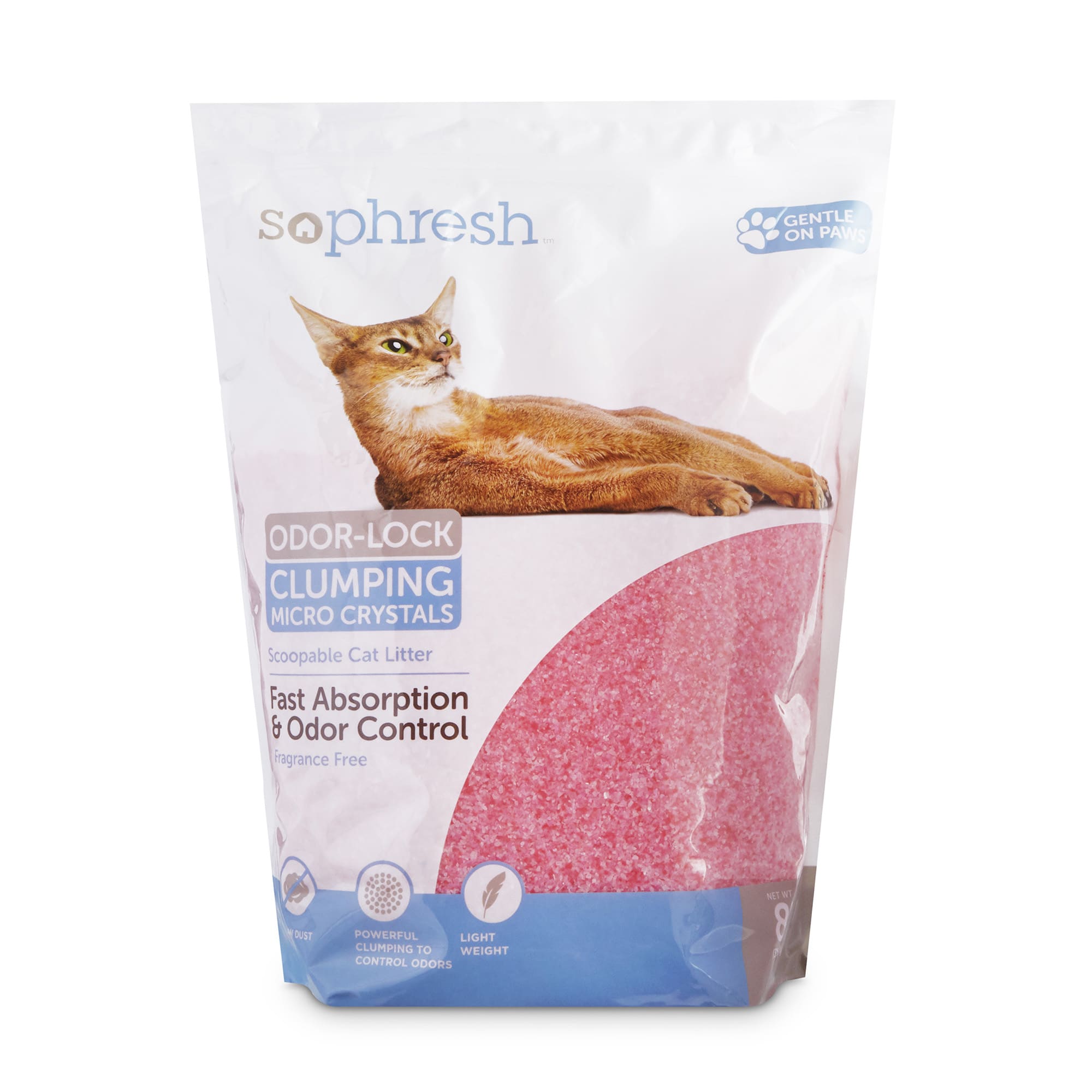 So Phresh Scoopable Odor-Lock Clumping Micro Crystal Cat Litter in Pink Silica， 8 lbs.